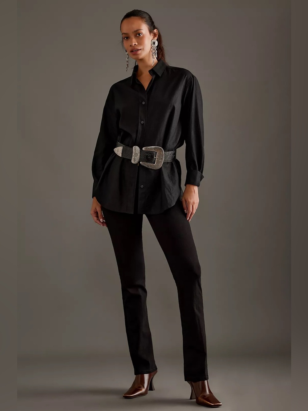 Anthropologie FRAME Le Mini Boot Jeans Black Size 27 Long Tall NWT Mid Rise